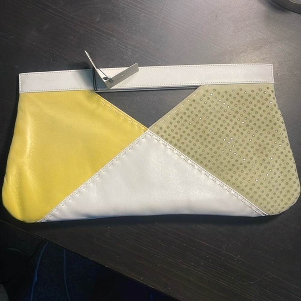 NEW Swarovski crystal embellished calfskin leather clutch